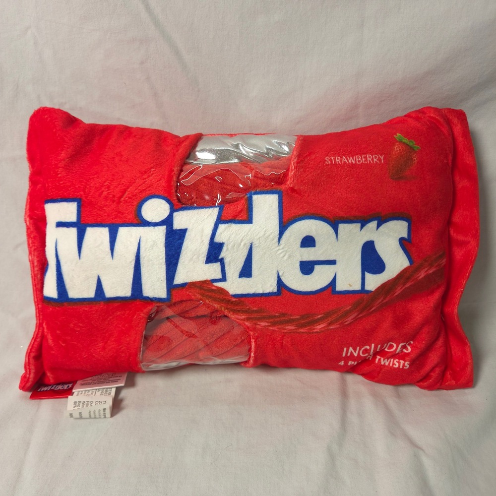 Iscream Twizzlers Strawberry Plush Pillow with 4 Removable Twists Candy Decor